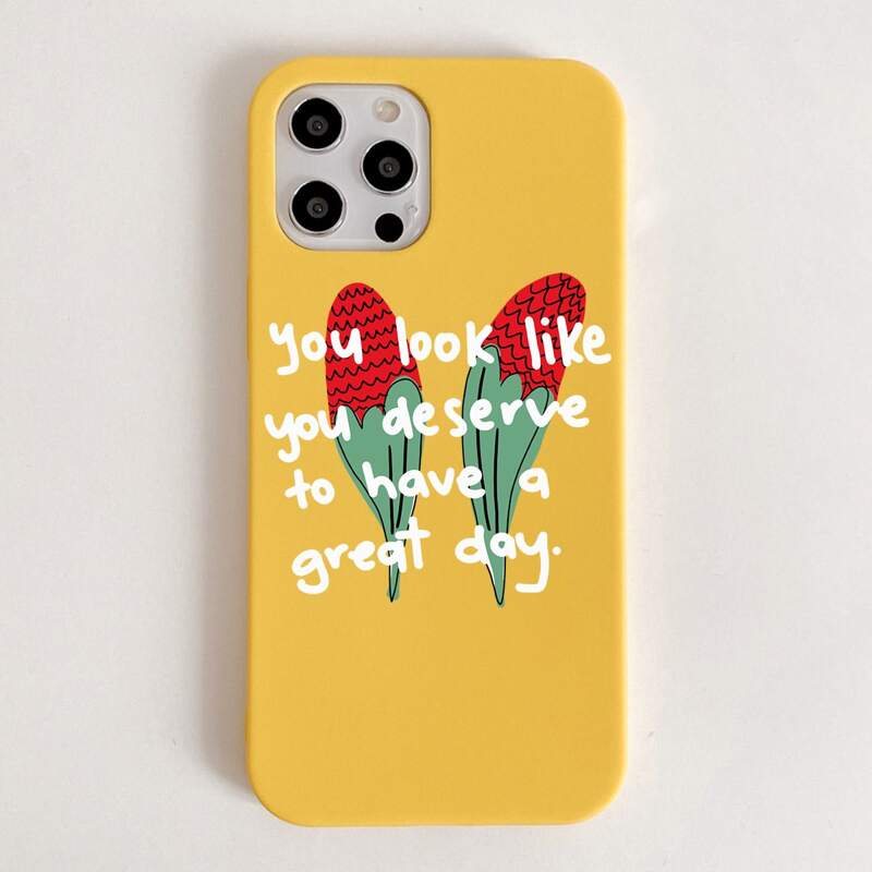 

Letter Graphic Phone Case, Yellow