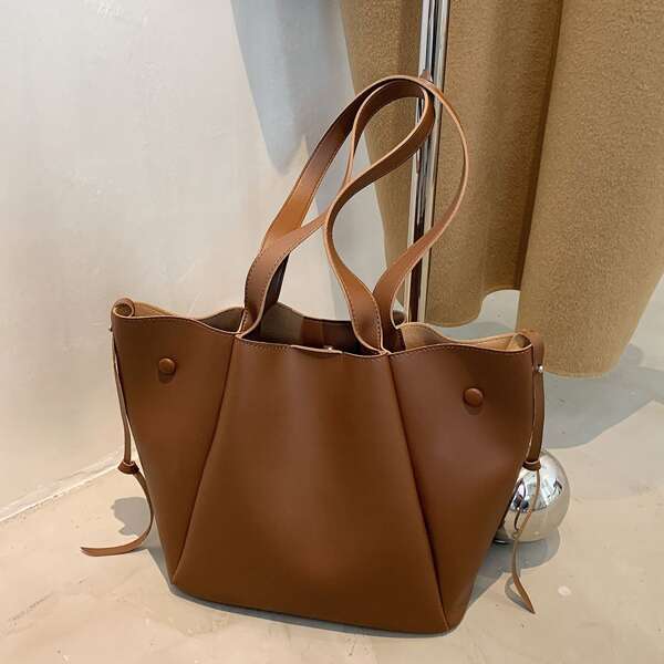 

Minimalist Shoulder Tote Bag, Brown