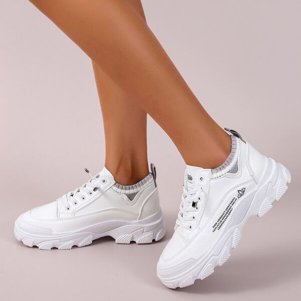 

Letter Graphic Lace Up Front Sports Shoes, White