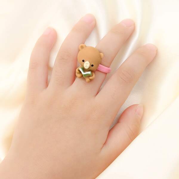 

Toddler Girls Cartoon Animal Design Cuff Ring, Multicolor