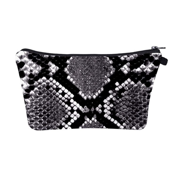 

Snakeskin Zipper Makeup Bag, Black
