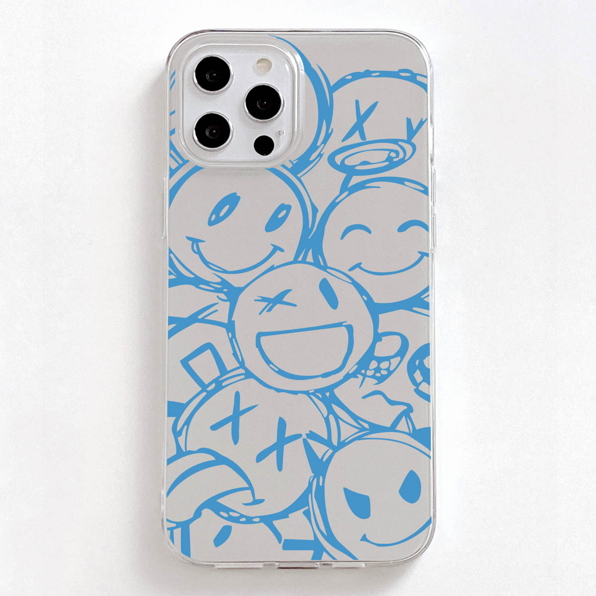 

Smile Pattern Phone Case, Blue