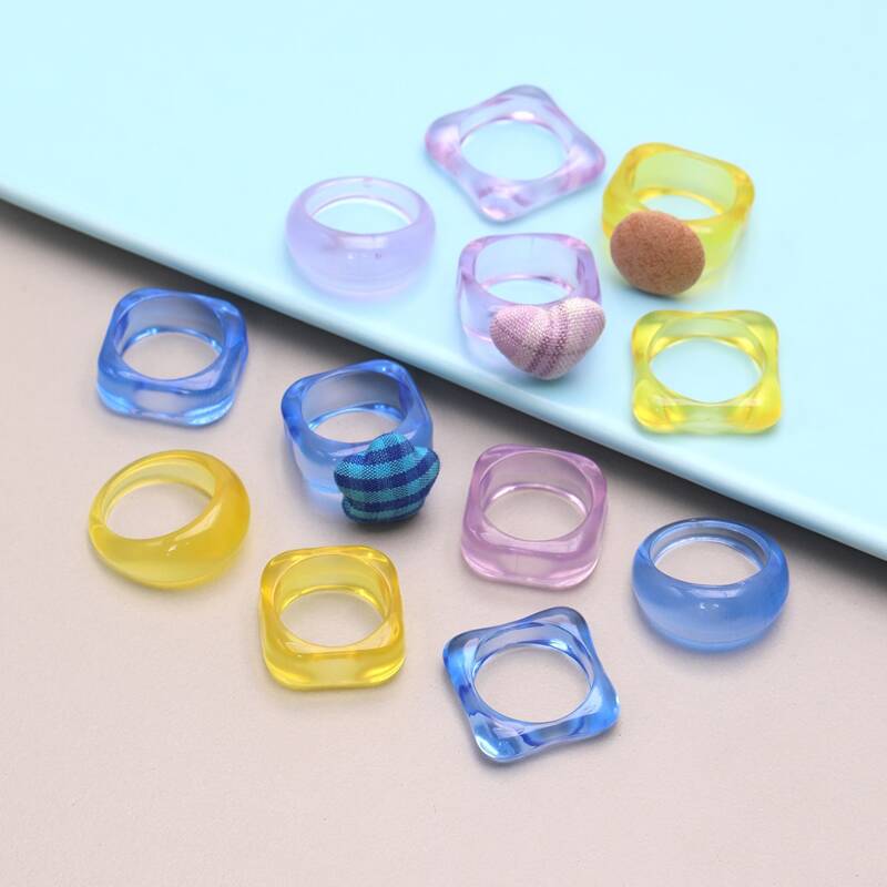 

12pcs Plaid Pattern Ring, Multicolor