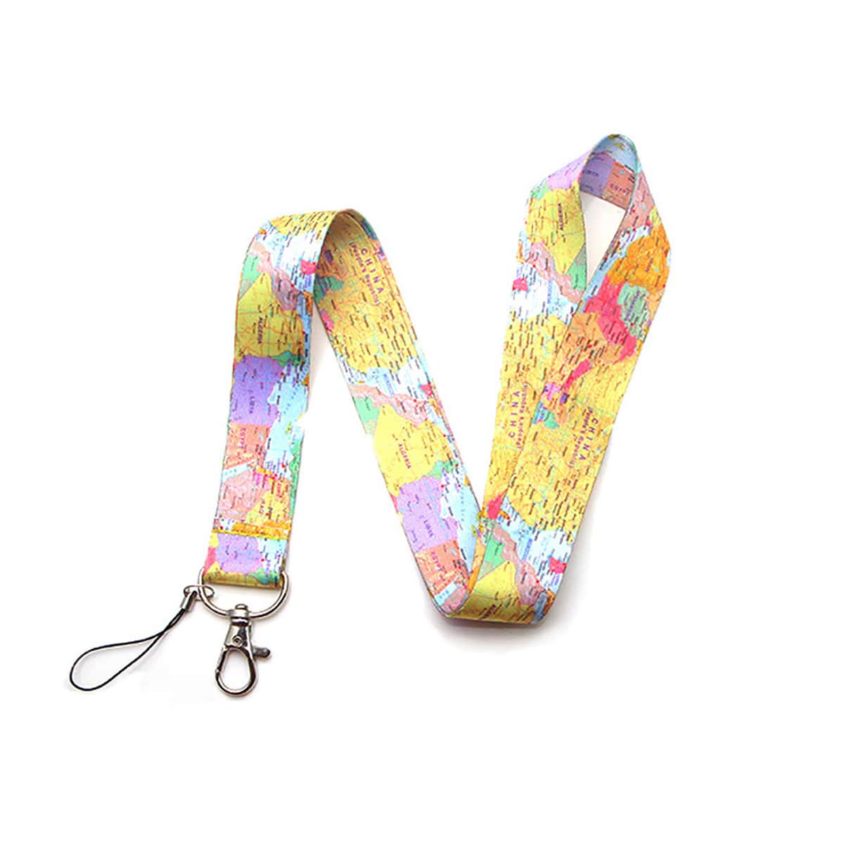 

Map Pattern Phone Lanyard, Multicolor