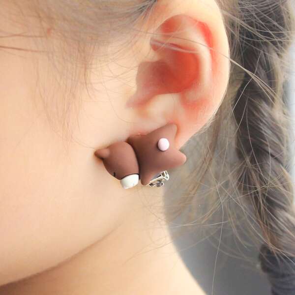 

1pair Toddler Girls Dog Decor Ear Cuff, Multicolor