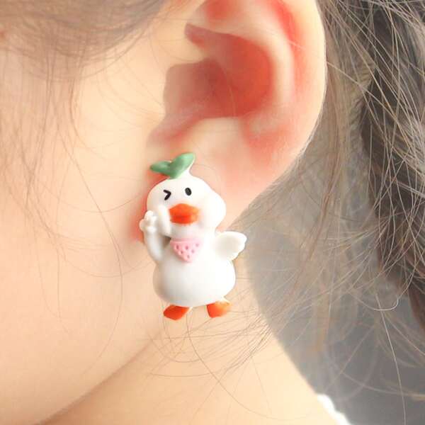 

1pair Toddler Girls Duck Decor Ear Cuff, Multicolor