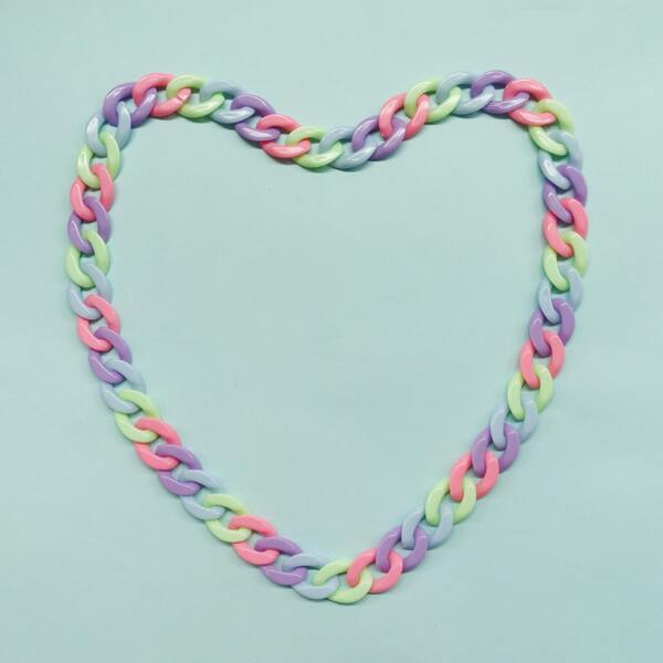 

Girls Colorful Chain Necklace, Multicolor