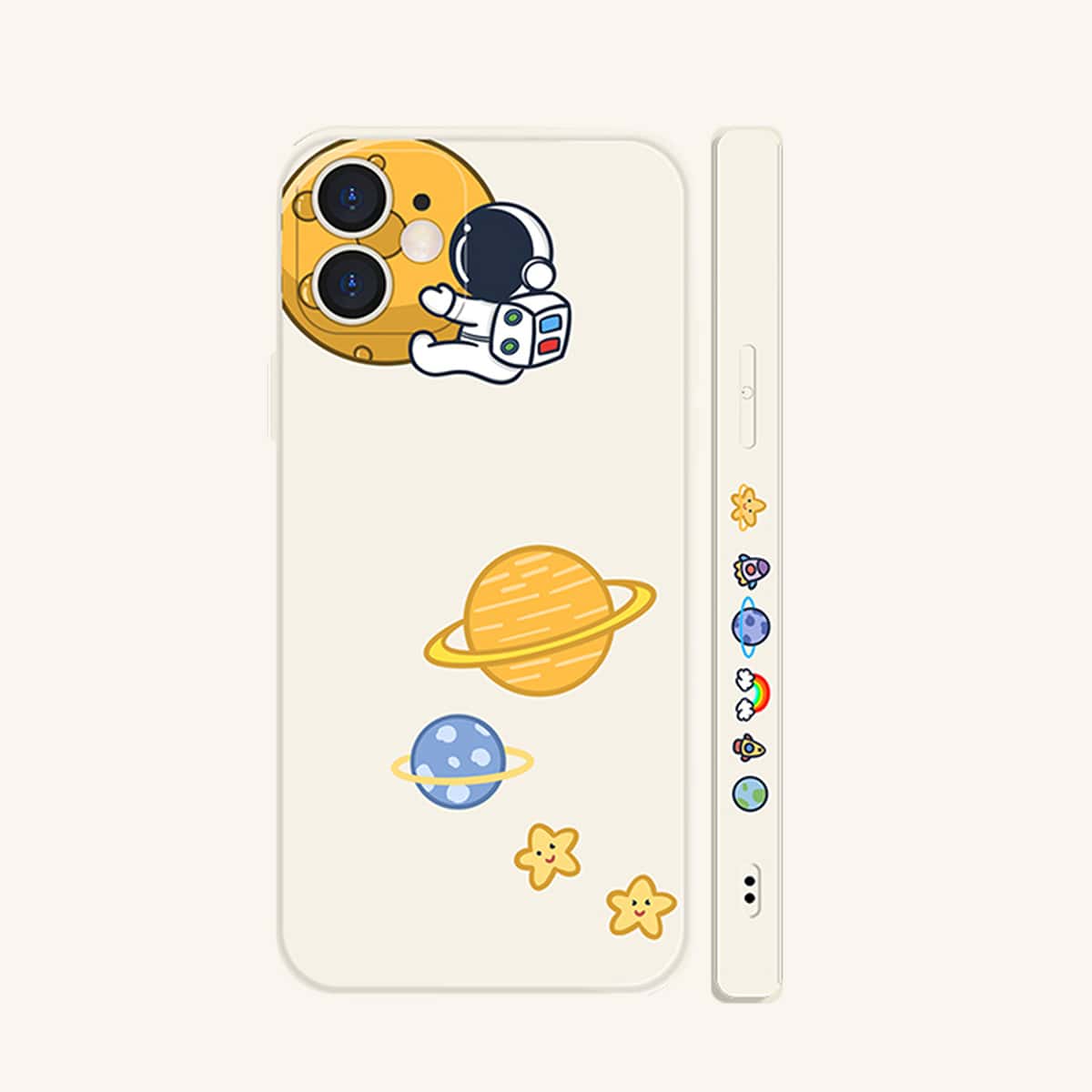 

Cartoon Astronaut With Planet Print Phone Case, Multicolor