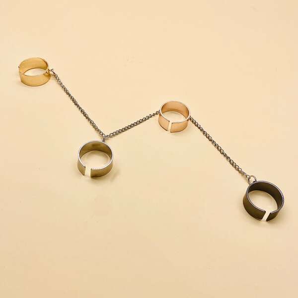 

Men Chain Decor Iron Ring, Multicolor