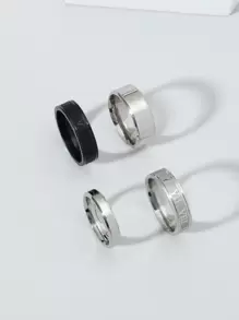 Fashionable and Popular 4pcs Men Minimalist Ring Stainless Steel for Jewelry Gift and for a Stylish Look - Multicolor - View 2