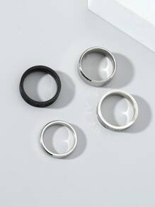 Fashionable and Popular 4pcs Men Minimalist Ring Stainless Steel for Jewelry Gift and for a Stylish Look - Multicolor - View 3