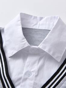 SHEIN Niños Camiseta 2 en 1 de rayas - Gris - Ver 4