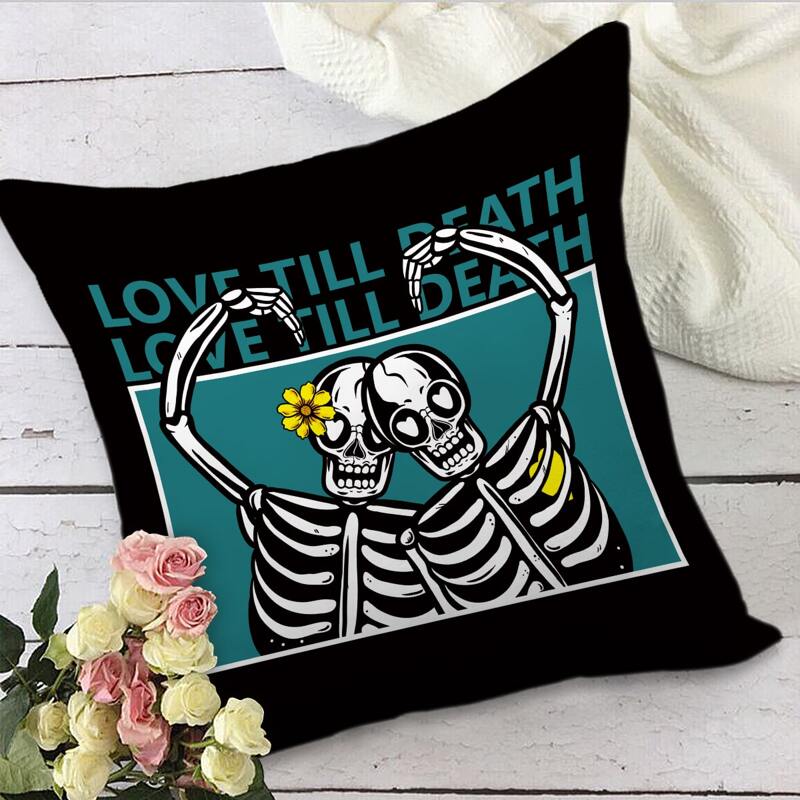 

Skull Print Cushion Cover Without Filler, Multicolor