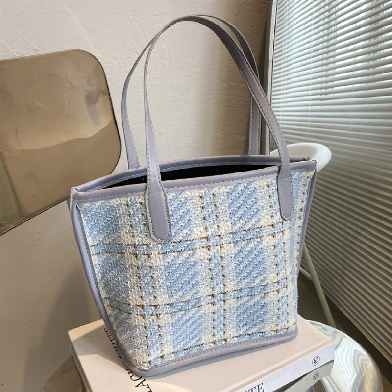 

Plaid Pattern Shoulder Bag, Grey