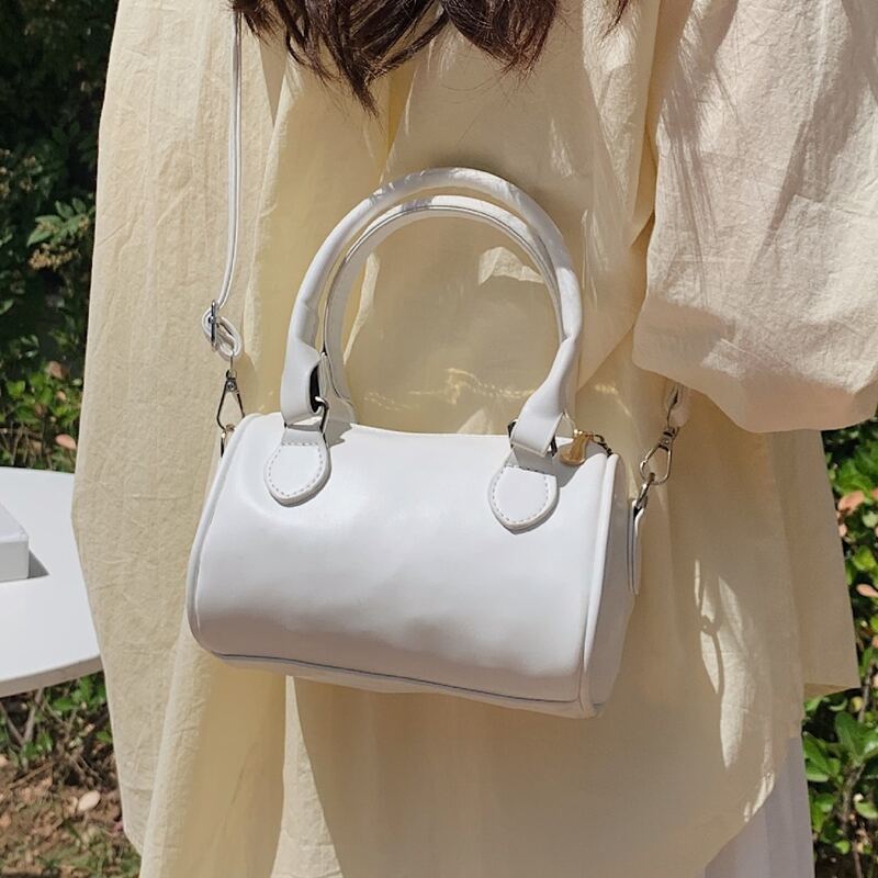

Double Handle Bucket Bag, White