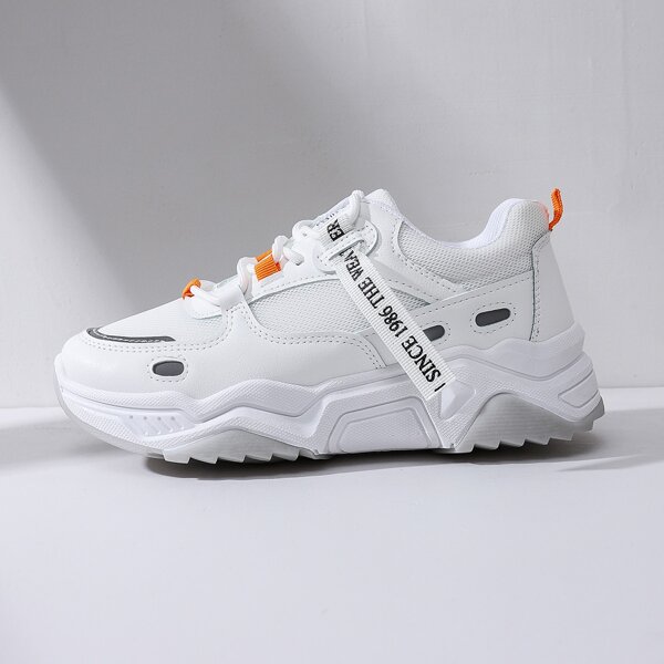 

Letter Graphic Lace-up Front Sneakers, White