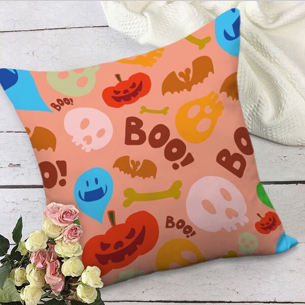 

Halloween Pattern Cushion Cover Without Filler, Multicolor