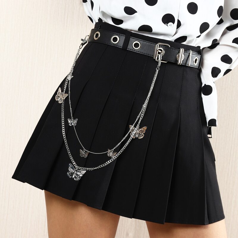 

Butterfly Charm Layered Pants Chain, Silver
