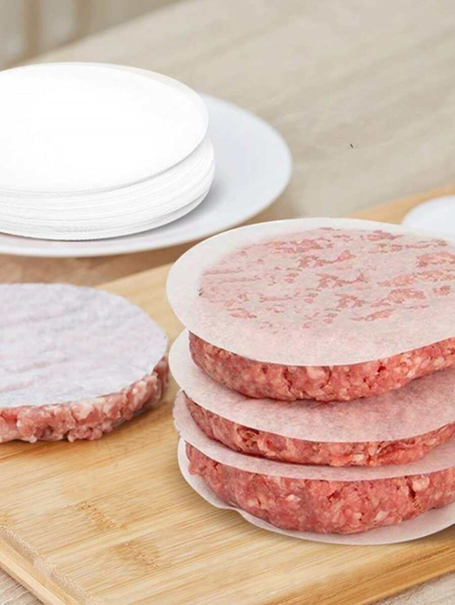 100入組雙面漢堡肉餅紙，適用於廚房油炸鍋/烤箱，烤盤墊紙，空氣炸鍋紙，炸鍋紙
