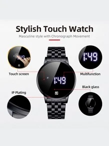 REWARD 1 件触摸屏数字显示男士电子手表 - 黑色 - 查看 5