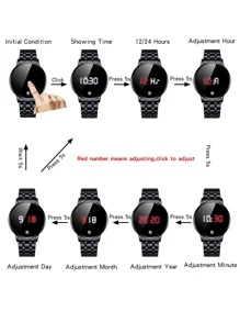 REWARD 1 件触摸屏数字显示男士电子手表 - 黑色 - 查看 6