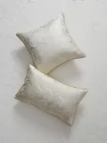 Miater 1入組鋸齒圖案靠墊套不附帶墊芯 - 米色 - 查看 6