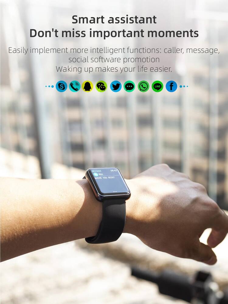 Heart Rate Monitor Calorie Tracker Smart Watch - Black - View 6