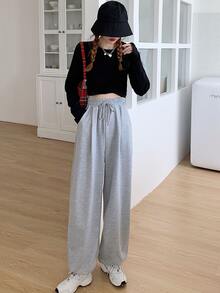 Heather Gray Drawstring Sweatpants - Light Grey - View 4