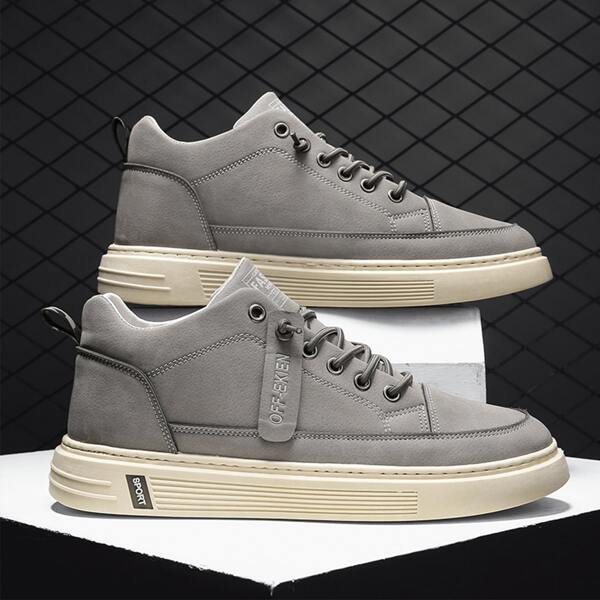 

Men Letter Graphic Lace-up Front Skate Shoes, Grey