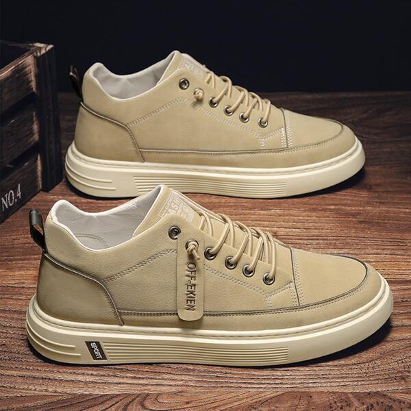 

Men Letter Graphic Lace-up Front Skate Shoes, Khaki