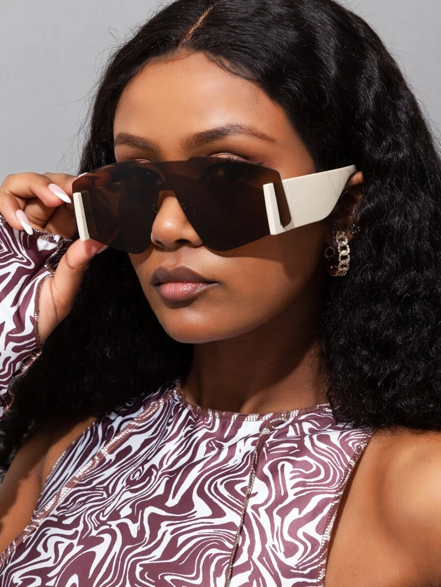 Kính râm One Piece không gọng - trắng - Xem 1