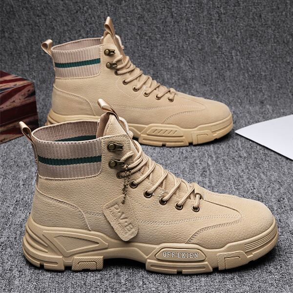 

Men Letter Graphic Lace-up Front Boots, Khaki