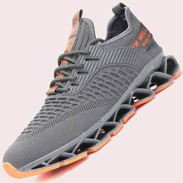

Men Knit Detail Lace-up Front Sneakers, Grey