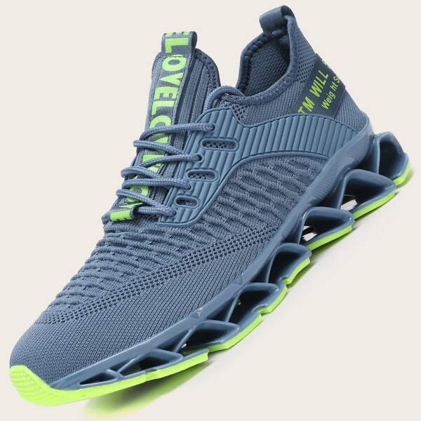 

Men Knit Detail Lace-up Front Sneakers, Dark green