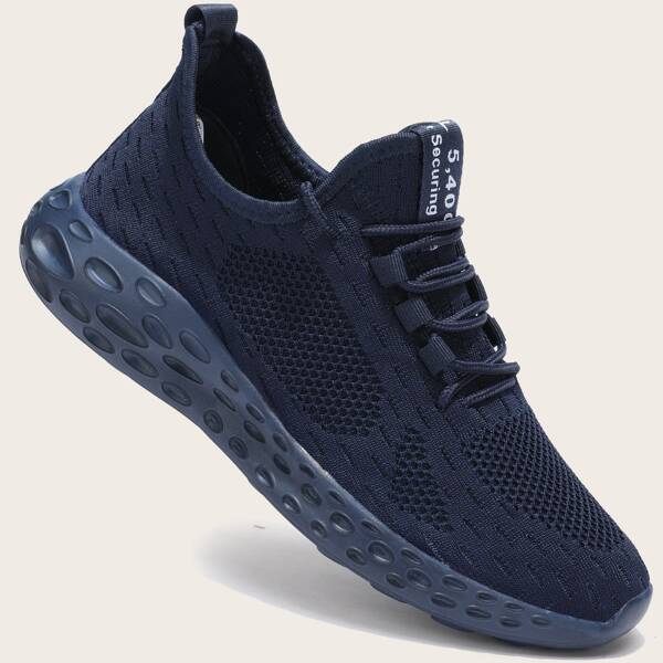 

Men Knit Detail Lace-up Front Sneakers, Blue