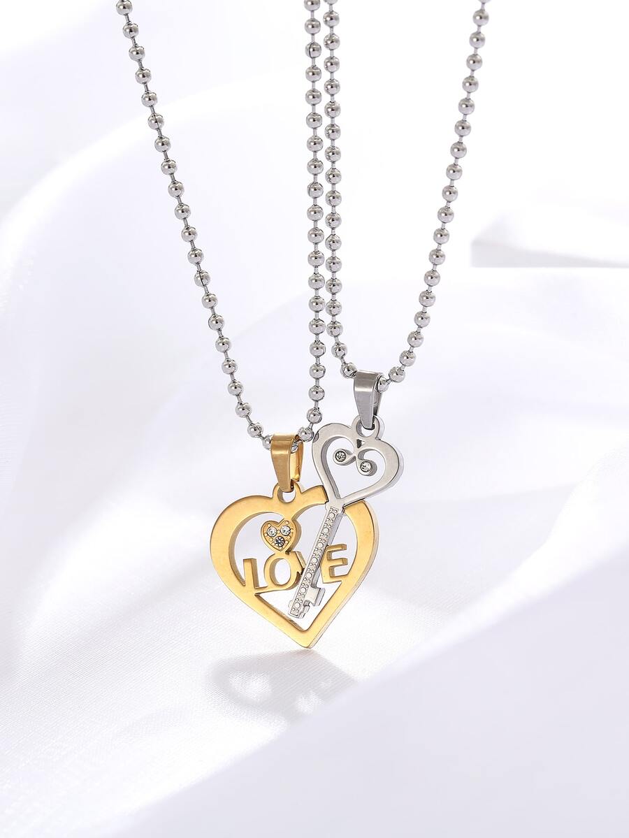 قلادة بتعليقة قلب 2 قطع