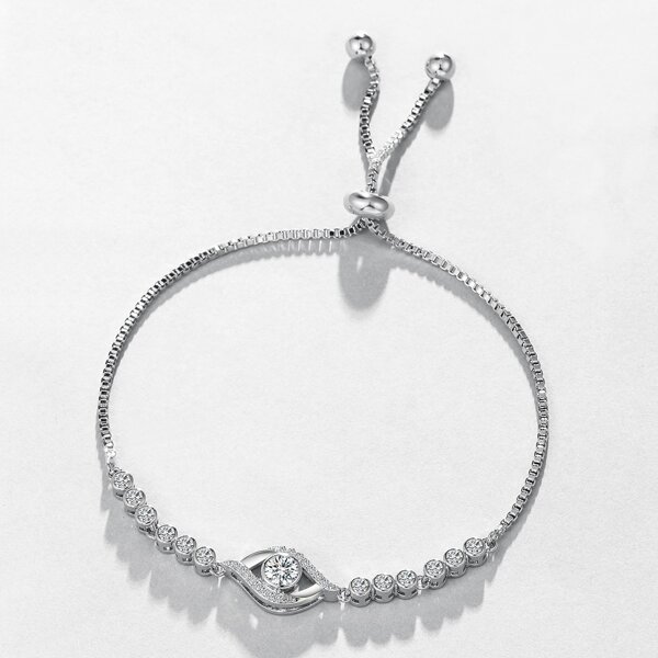 

18K Gold Plated Zircon Decor Bracelet, Silver