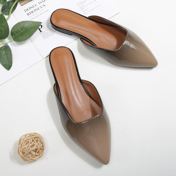

Point Toe Ombre Flat Mules, Apricot