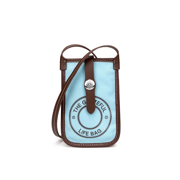 

Letter Graphic Snap Button Crossbody Bag, Blue