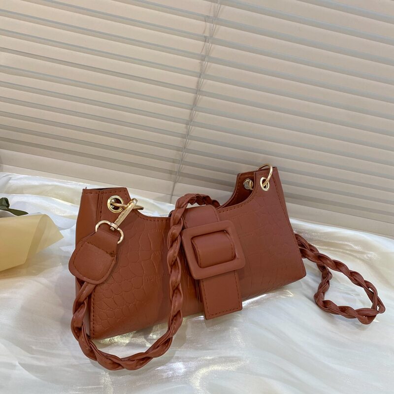 

Croc Embossed Zipper Up Crossbody Bag, Brown