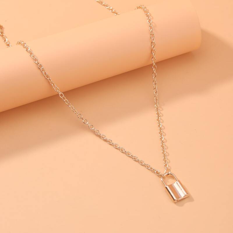 

Lock Pendant Chain Necklace, Gold