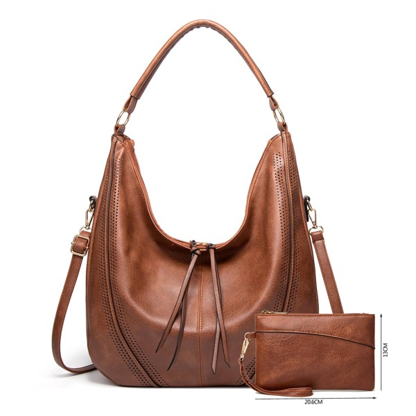 

Large Capacity Shoulder Bag With Clutch Bag, Brown