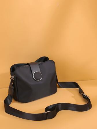 1pc Solid Color Waterproof Fabric Simple Crossbody Bag For Women