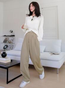 DAZY Quần Túi màu trơn Giải trí - Màu Khaki - Xem 4