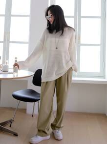 DAZY Quần Túi màu trơn Giải trí - Màu Khaki - Xem 6