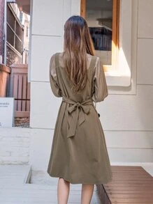 DAZY Button Front Tie Back Cami Dress With Top