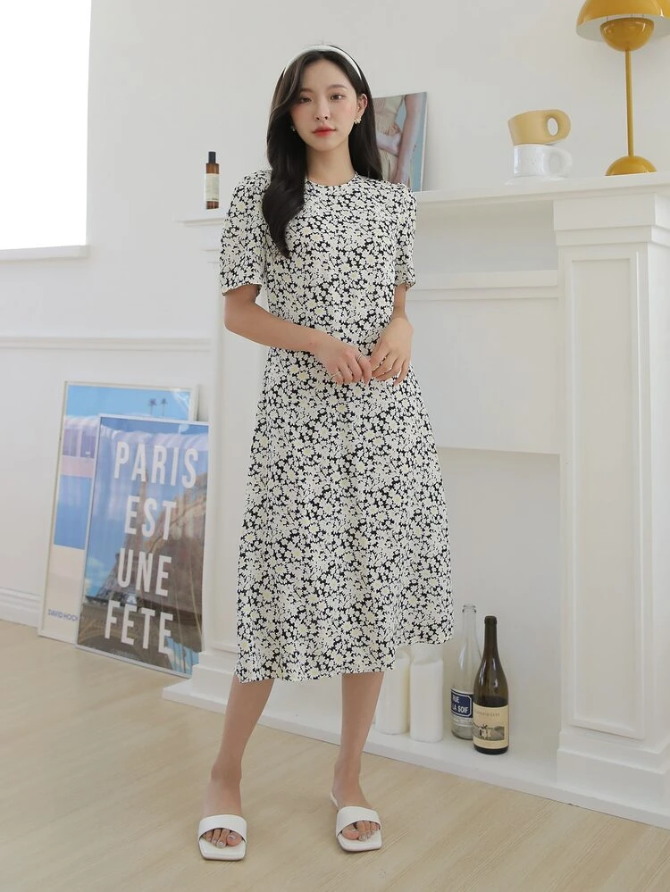 DAZY 花柄 パフスリーブ ワンピース | SHEIN JAPAN