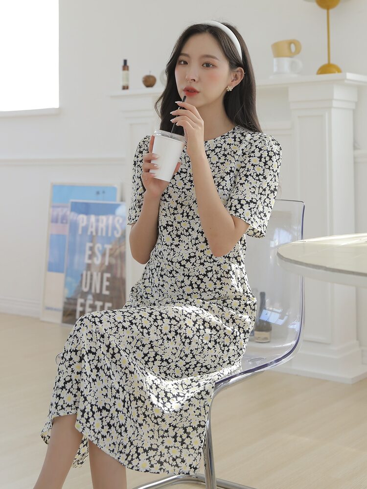 DAZY 花柄 パフスリーブ ワンピース | SHEIN JAPAN
