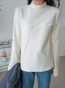 DAZY Áo thun cổ lông mùa đông - Màu be - Xem 7