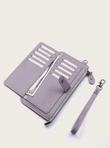 極簡風格雙口袋長款錢包 - 淡紫色 - 查看 2